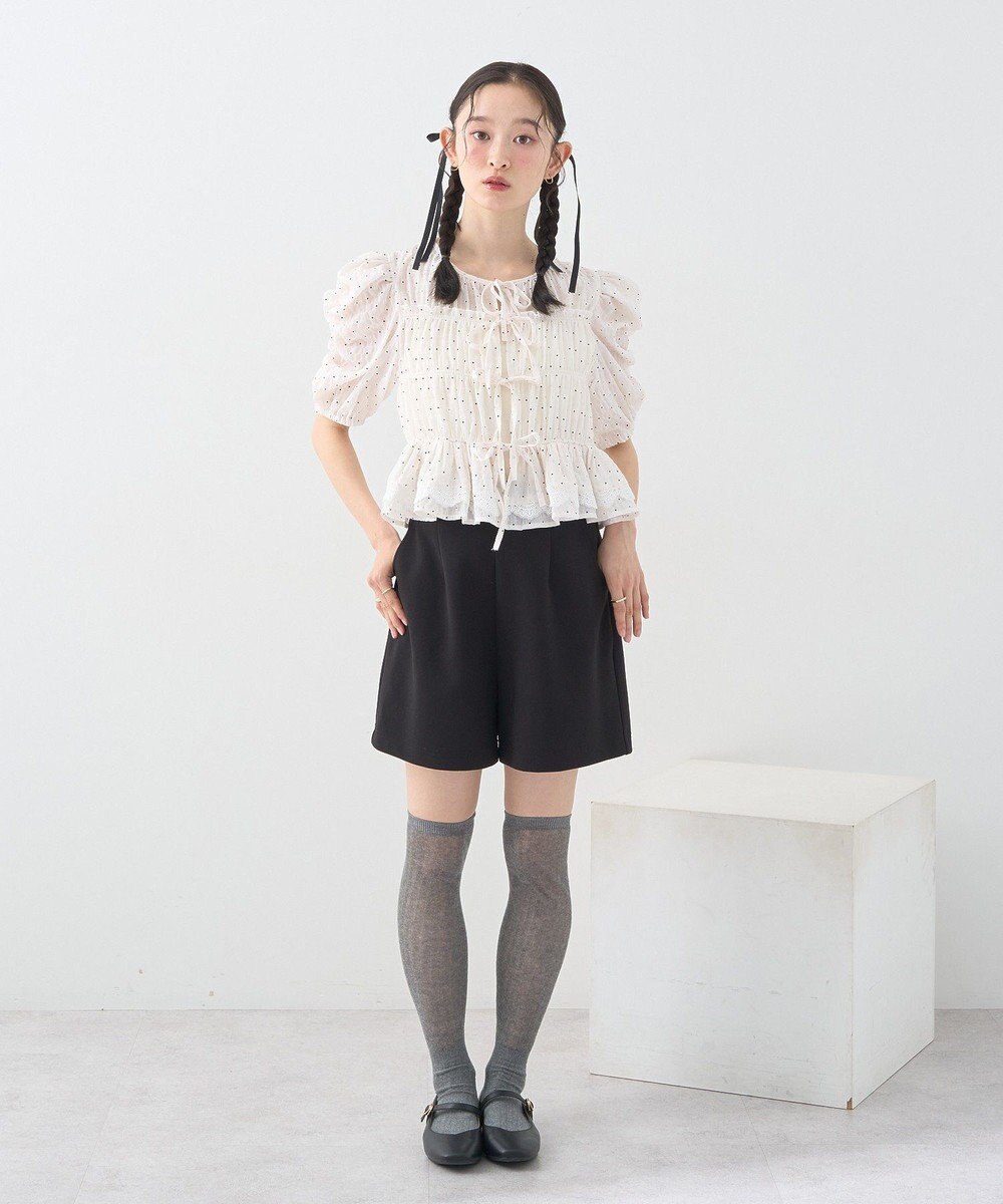 earth music&ecology レースティアードシャーリングブラウス 