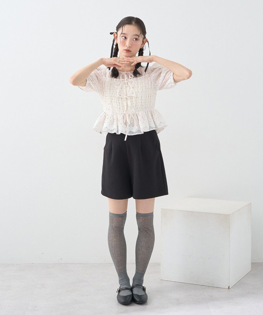 earth music&ecology レースティアードシャーリングブラウス 