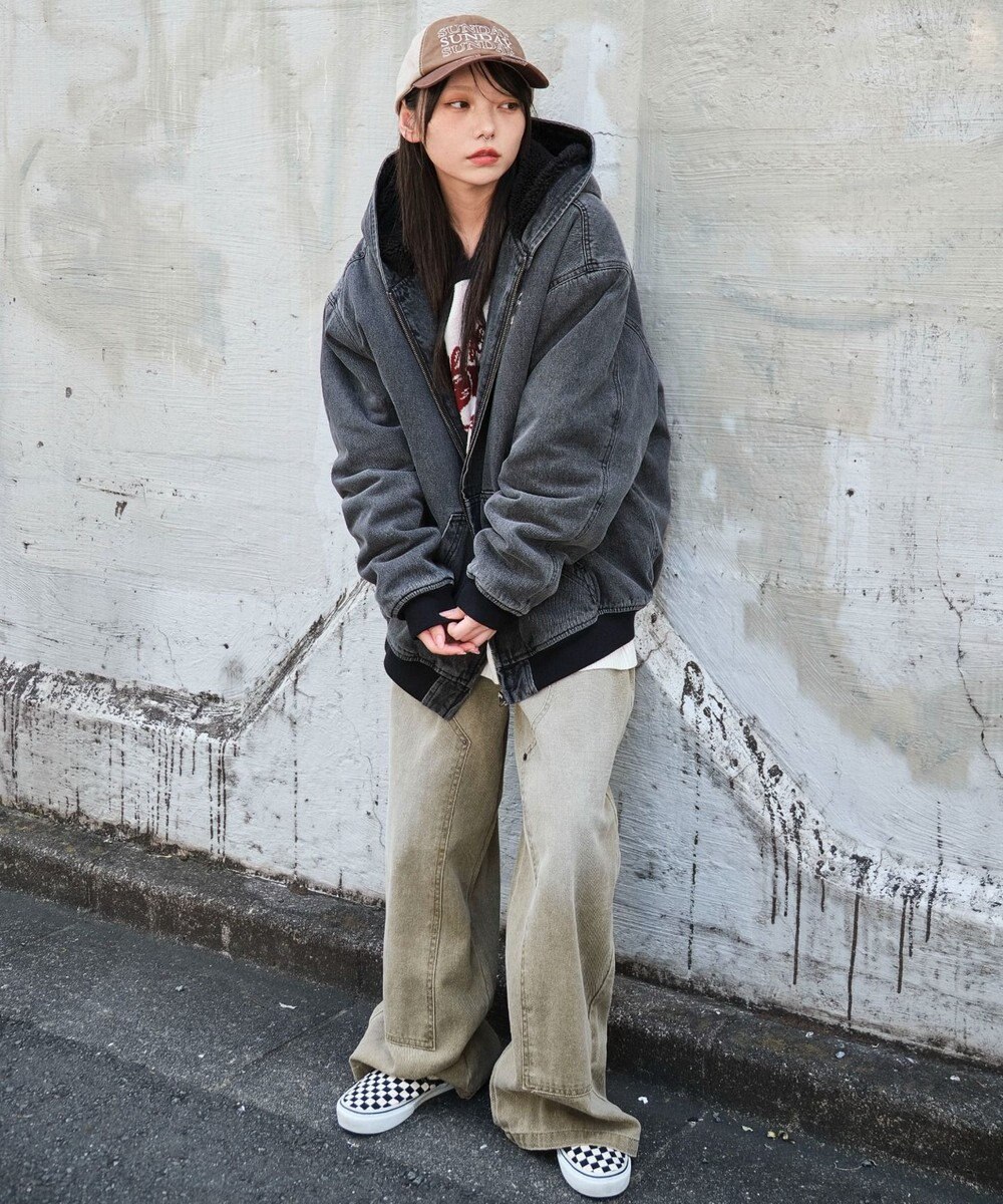 WEGO 【ユニセックス着用ITEM/MLサイズ展開】ワーカーズボアフードブルゾン 