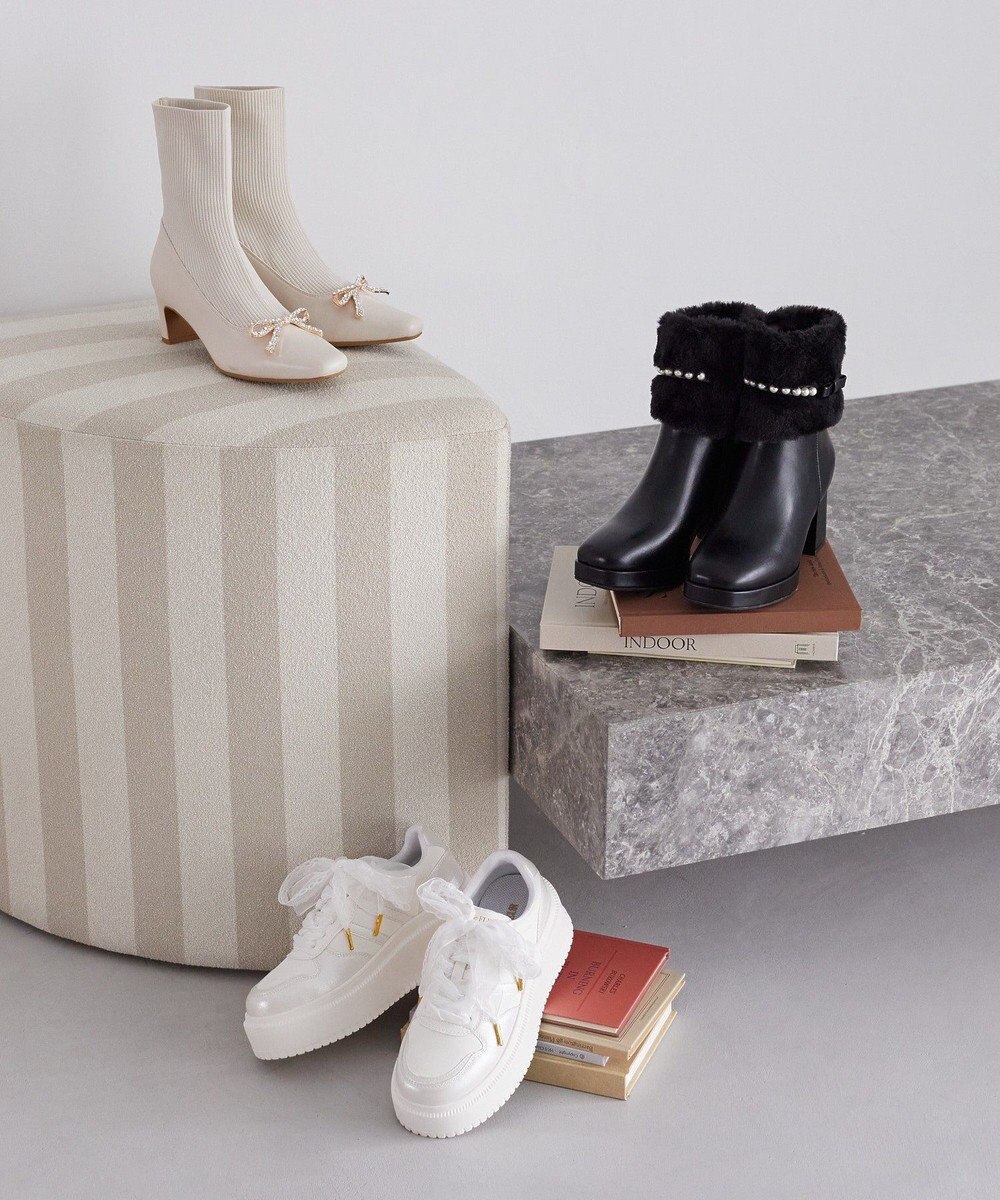 Maison de FLEUR レースリボン厚底スニーカー 