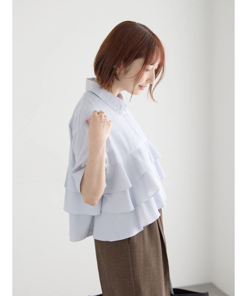 Te chichi 半袖ティアードフリルクロップトシャツ 
