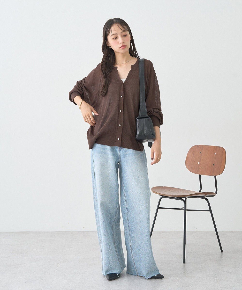 earth music&ecology 【セルフカット可】ワイドデニムパンツ 