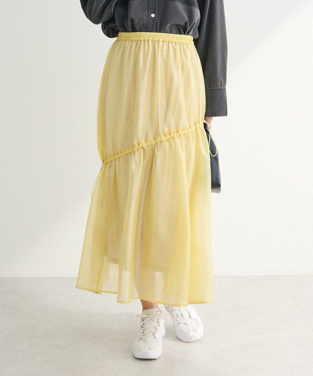 Green Parks シアーシャイニードロストティアードスカート 