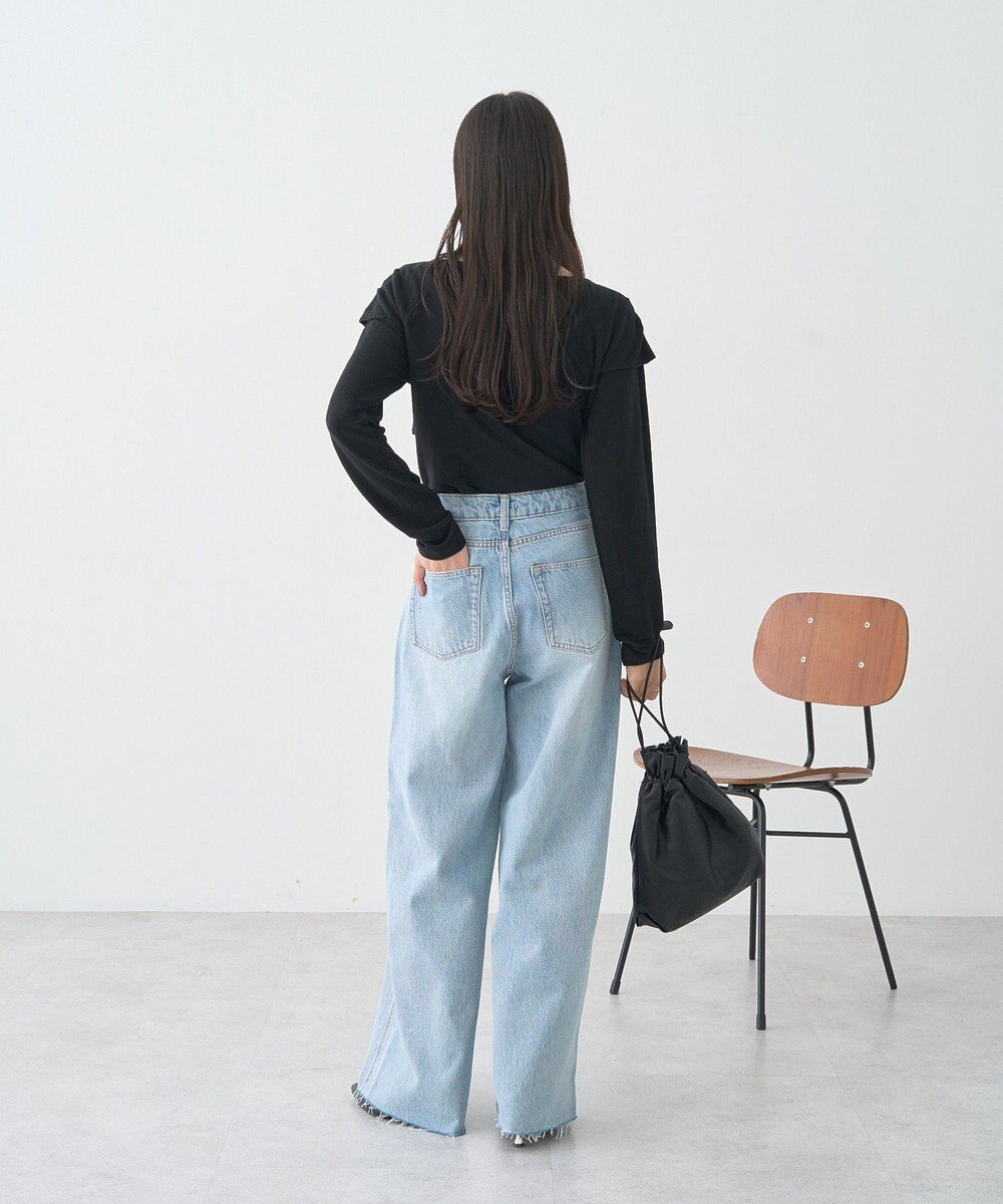 earth music&ecology 【セルフカット可】ワイドデニムパンツ 