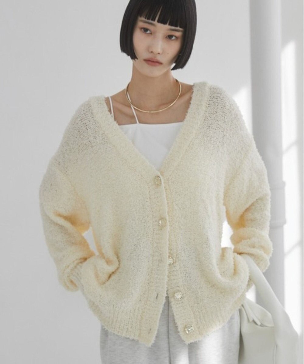 WEGO 【ANGIE VINTAGE】リボンヤーンVネックニットカーディガン 