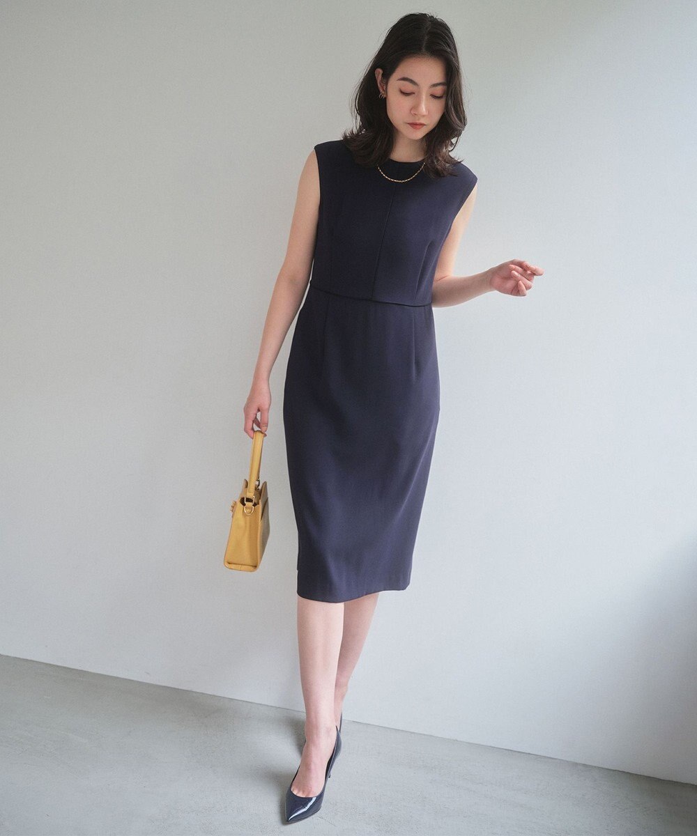 BEIGE， 【セットアップ対応】CINDY / 配色ライン クルーネックドレス 