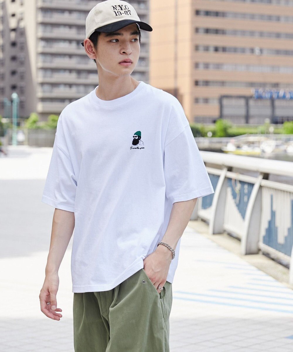 WEGO ヒゲサガラ刺繍Tシャツ 