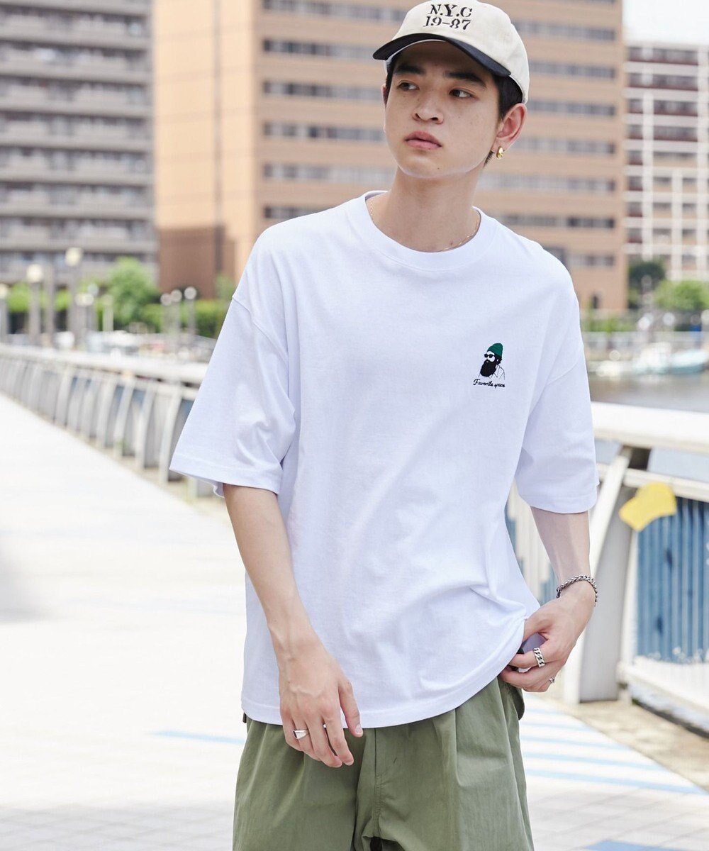 WEGO ヒゲサガラ刺繍Tシャツ 