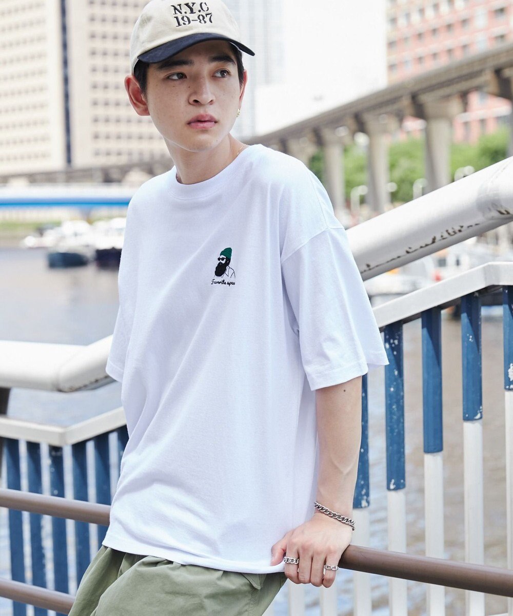 WEGO ヒゲサガラ刺繍Tシャツ 