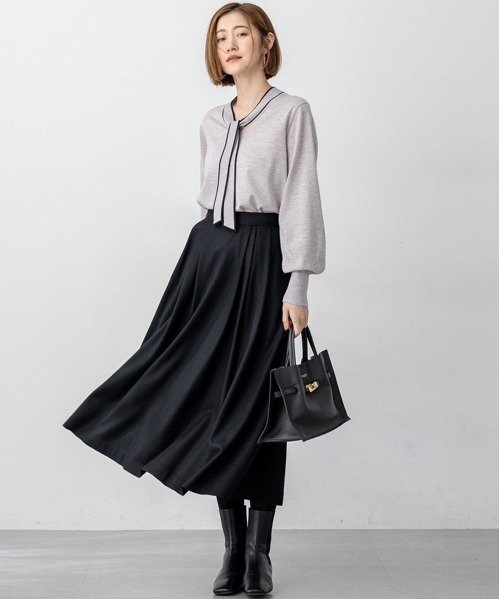 23区 【洗える】ウーステッドウール ボウタイ ニット 