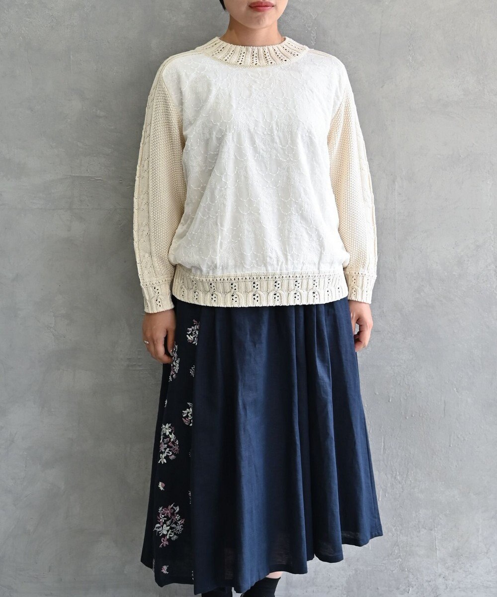 muuc 〈ドライタッチ高品質インド超長綿〉イラカ刺繍コットンプルオーバー 