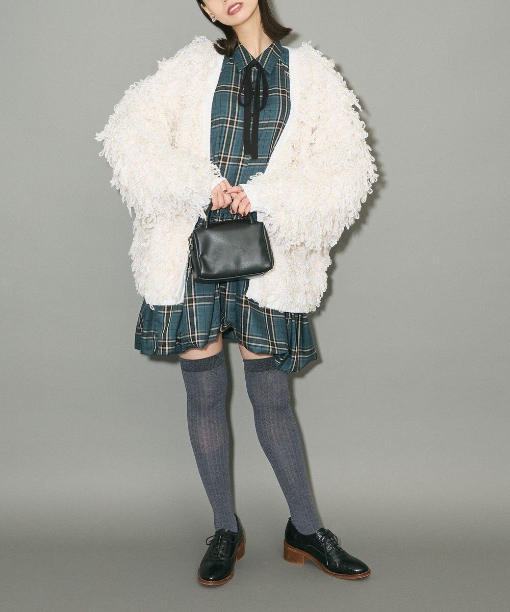 Green Parks ボウタイリボン付裾バルーンシャツワンピース 