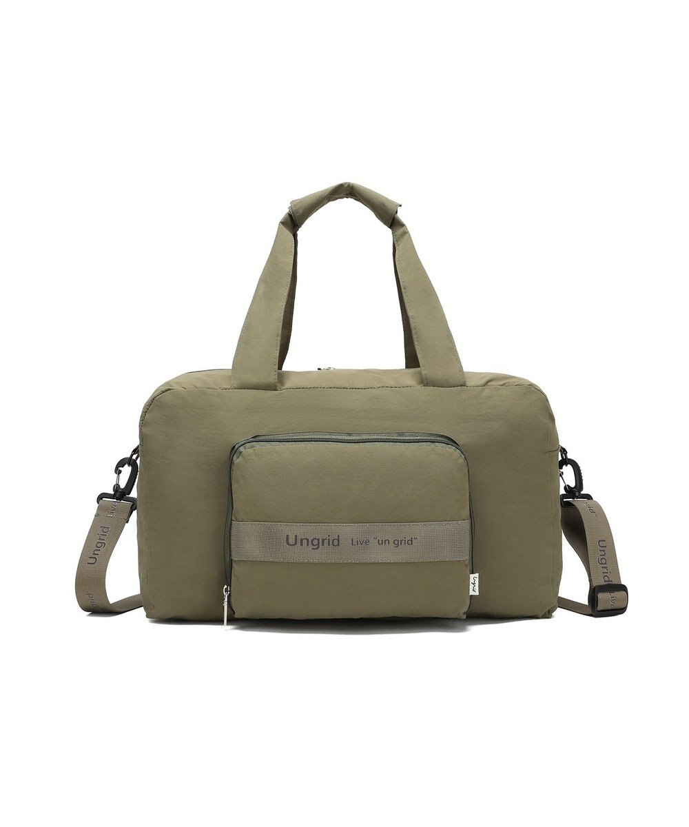 style code 【Ungrid/アングリッド】撥水軽量ソフトナイロン ロゴテープ折り畳みラージ　トラベルボストンバッグ(33L） 