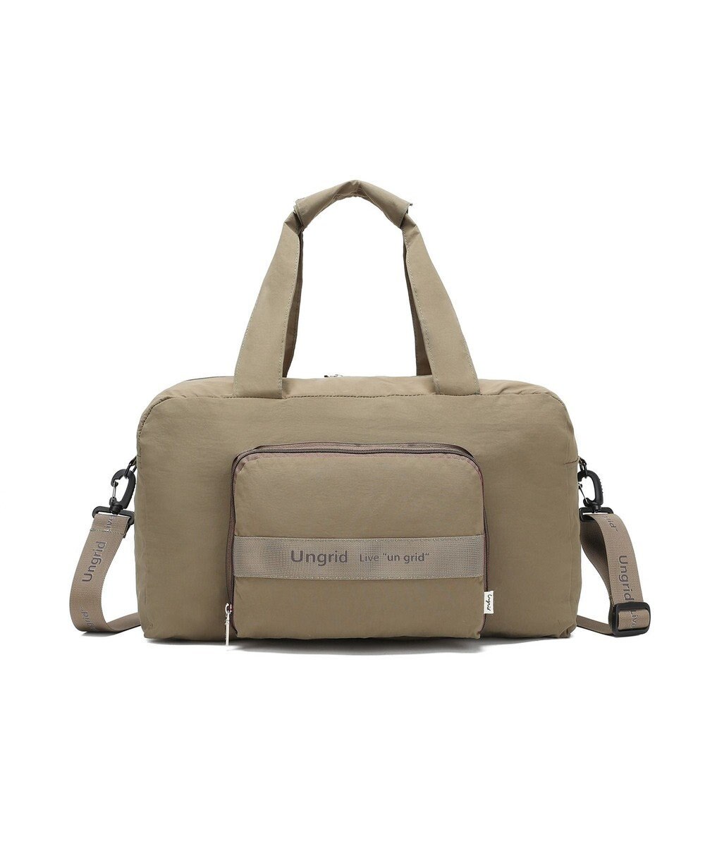 style code 【Ungrid/アングリッド】撥水軽量ソフトナイロン ロゴテープ折り畳みラージ　トラベルボストンバッグ(33L） 