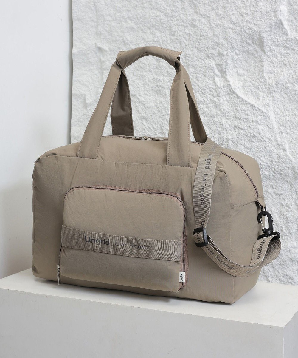 style code 【Ungrid/アングリッド】撥水軽量ソフトナイロン ロゴテープ折り畳みラージ　トラベルボストンバッグ(33L） 