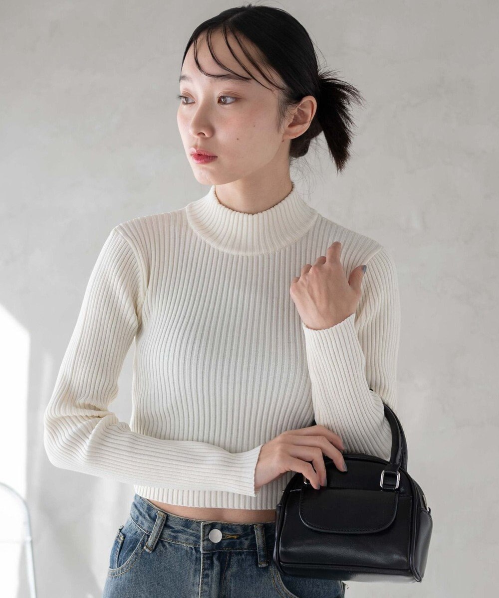 WEGO リブハイネックショートニット 