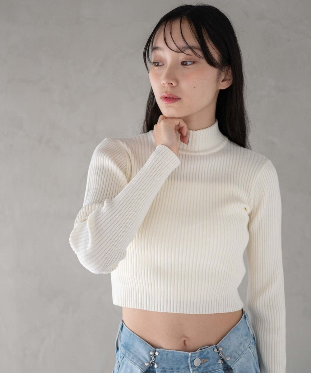 WEGO リブハイネックショートニット 