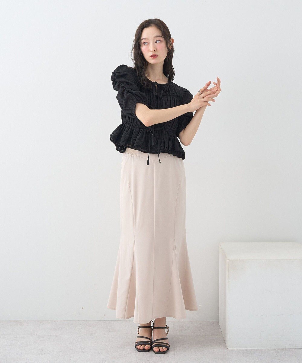 earth music&ecology レースティアードシャーリングブラウス 