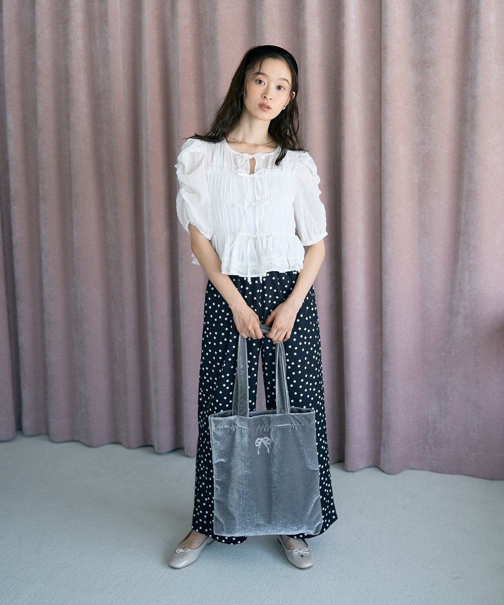 earth music&ecology レースティアードシャーリングブラウス 