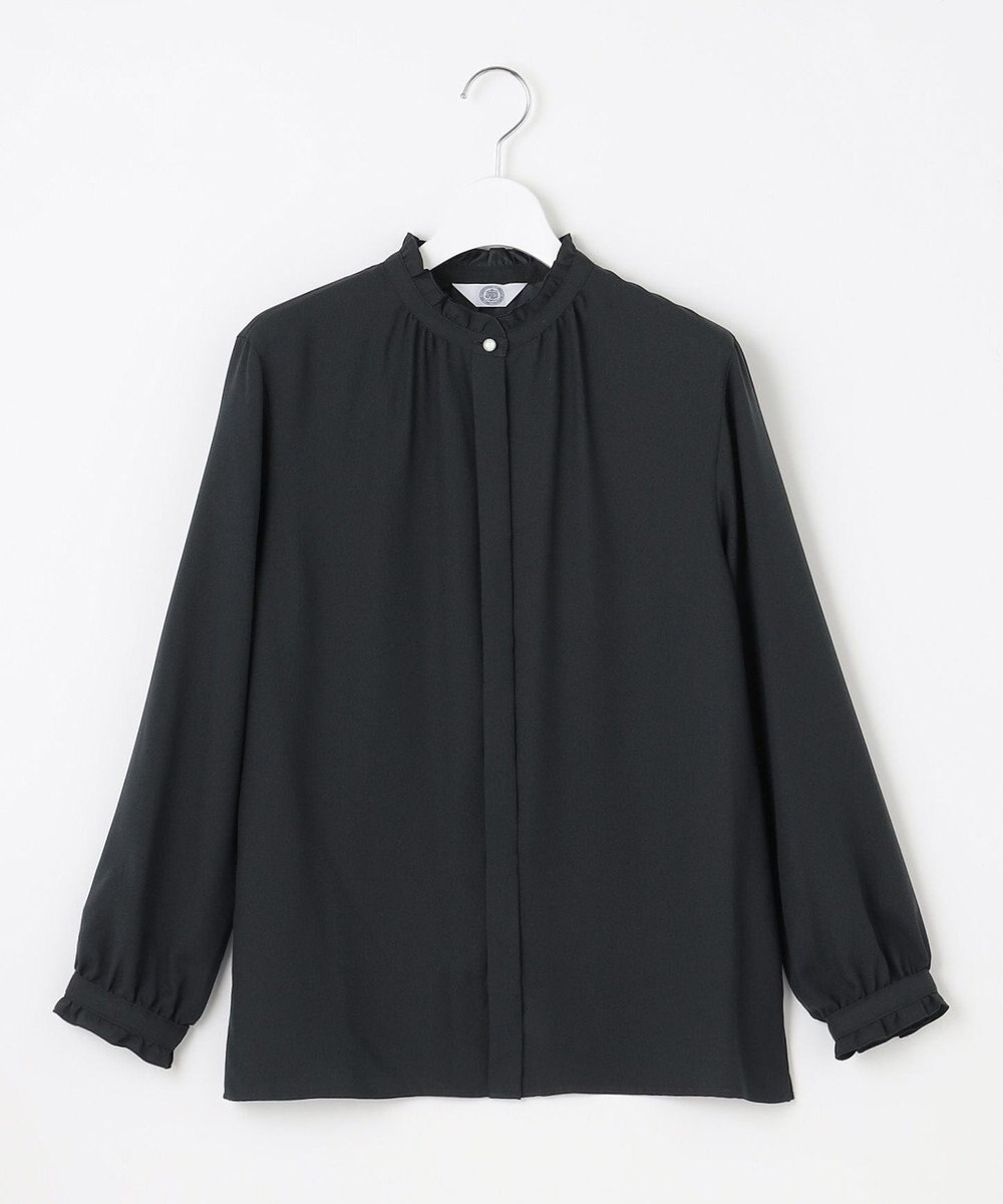 J.PRESS LADIES L 【洗える】ヌーディスバックサテン フリル襟 ブラウス 