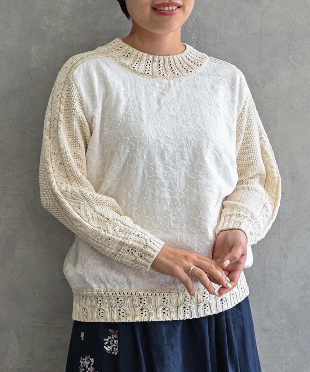 muuc 〈ドライタッチ高品質インド超長綿〉イラカ刺繍コットンプルオーバー 