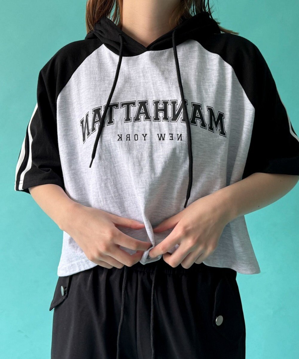 WEGO フーデッドラグランT 