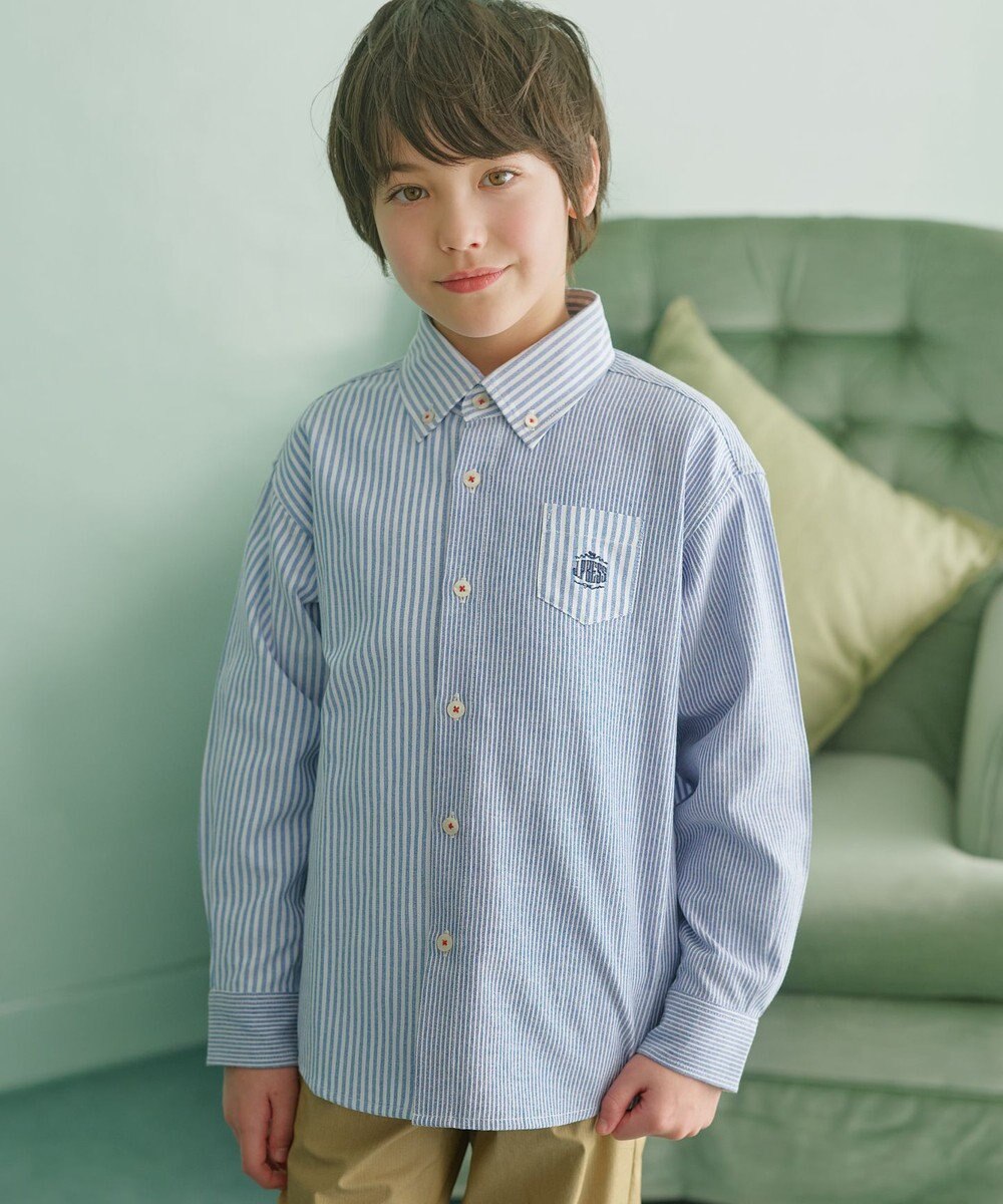 J.PRESS KIDS 【140-170cm】オックスフォード ストライプコンビシャツ 
