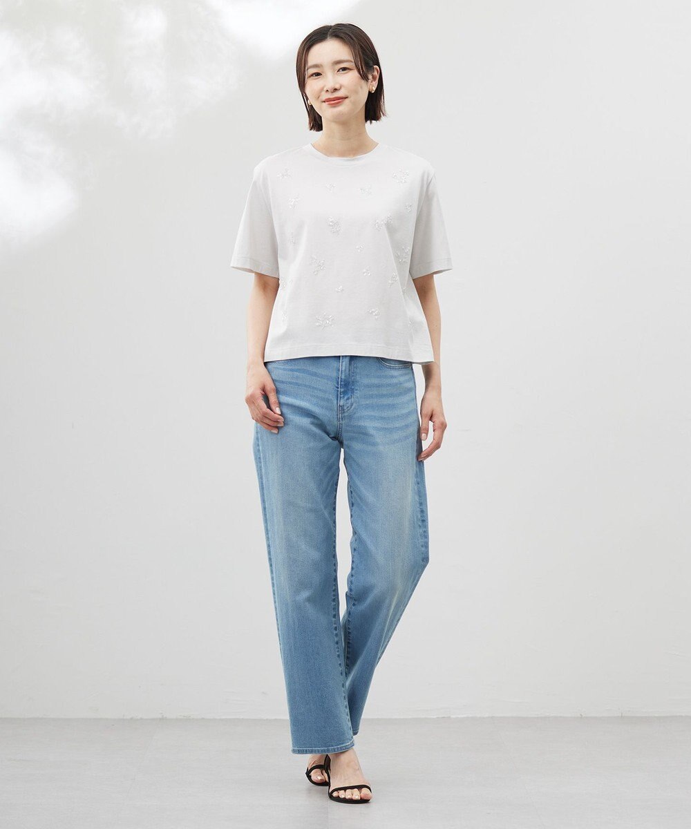 J.PRESS LADIES 【洗える】スパンコール Ｔシャツ 