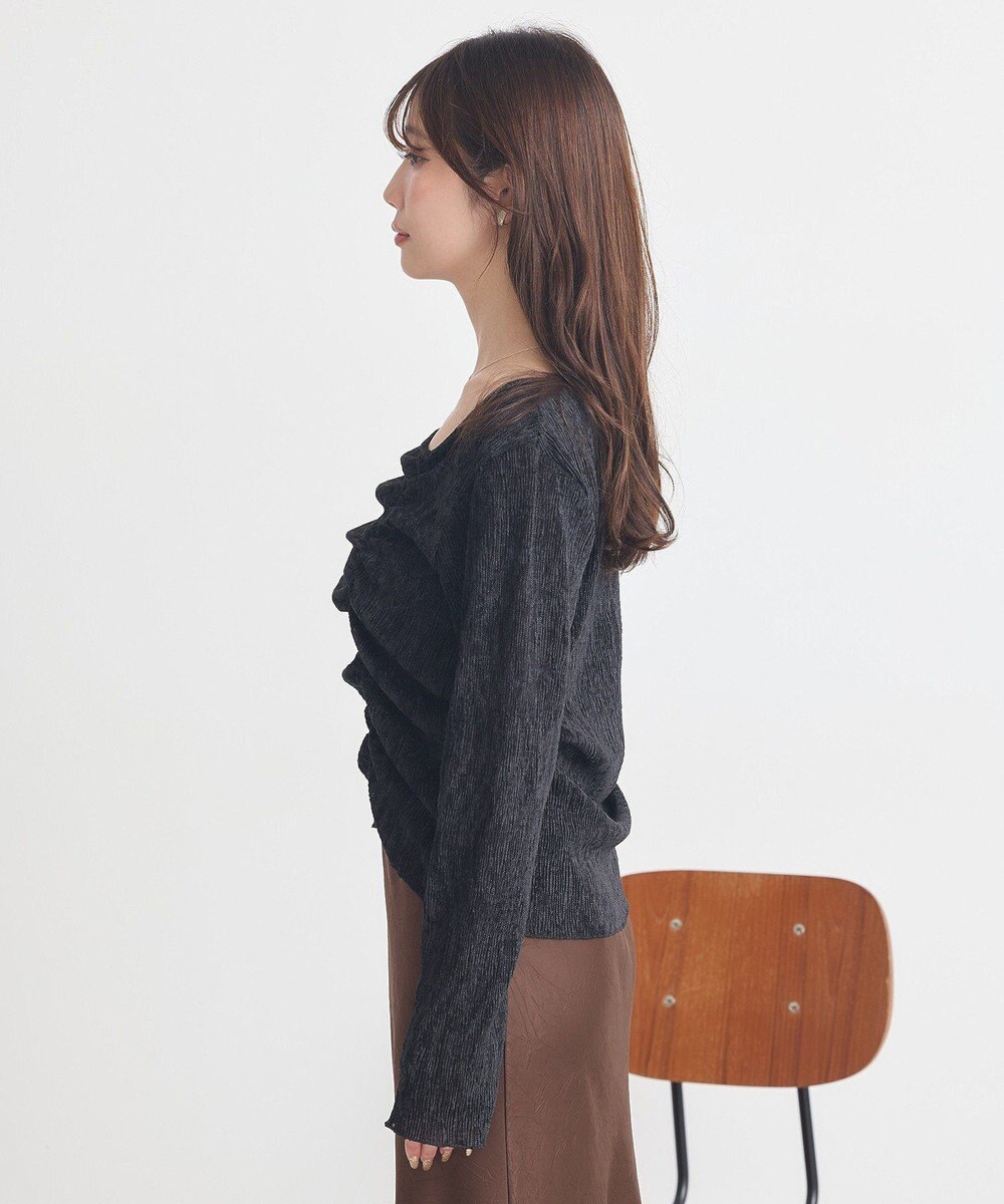 earth music&ecology プリーツベロア風ギャザープルオーバー 