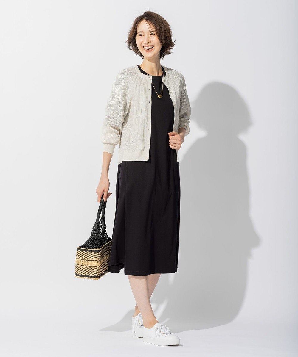 自由区 【洗える】リラックスジャージー クルーネックワンピース 