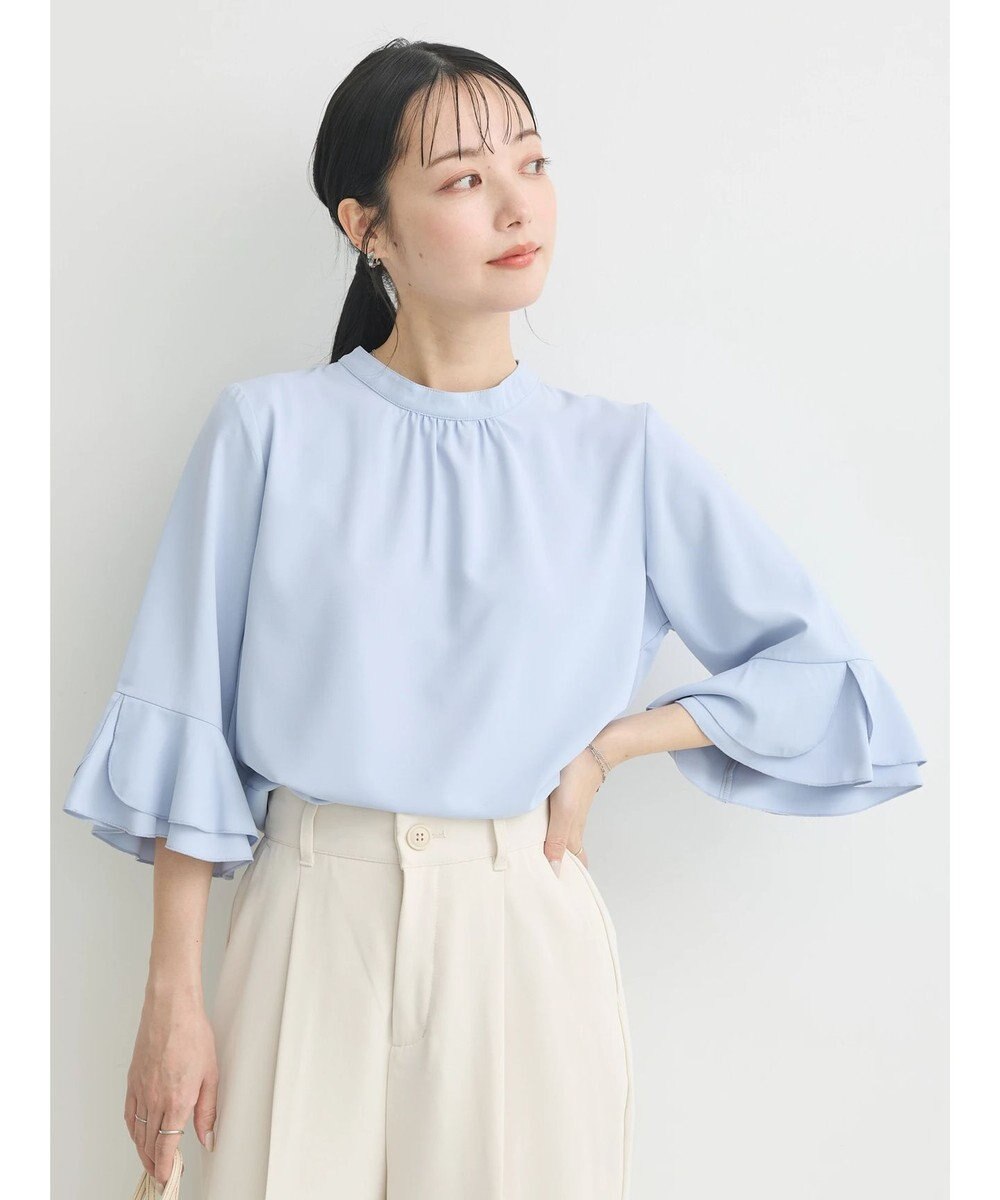 earth music&ecology ラッフル７分袖ブラウス 