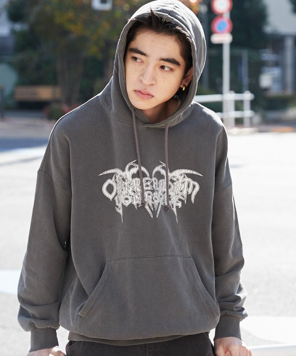 WEGO 【ユニセックス着用ITEM】ピグメントグラフィックプルパーカー 