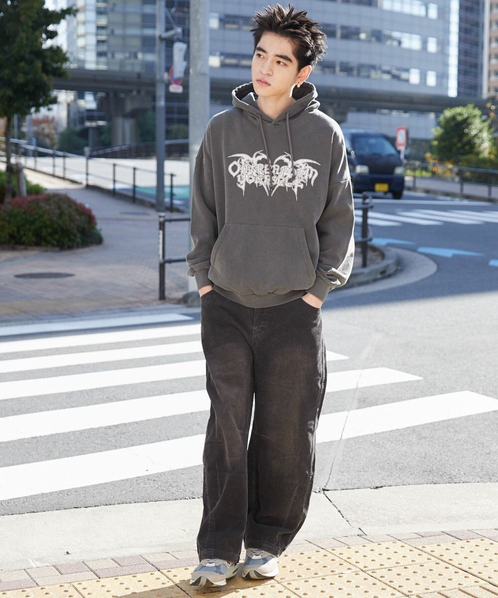 WEGO 【ユニセックス着用ITEM】ピグメントグラフィックプルパーカー 