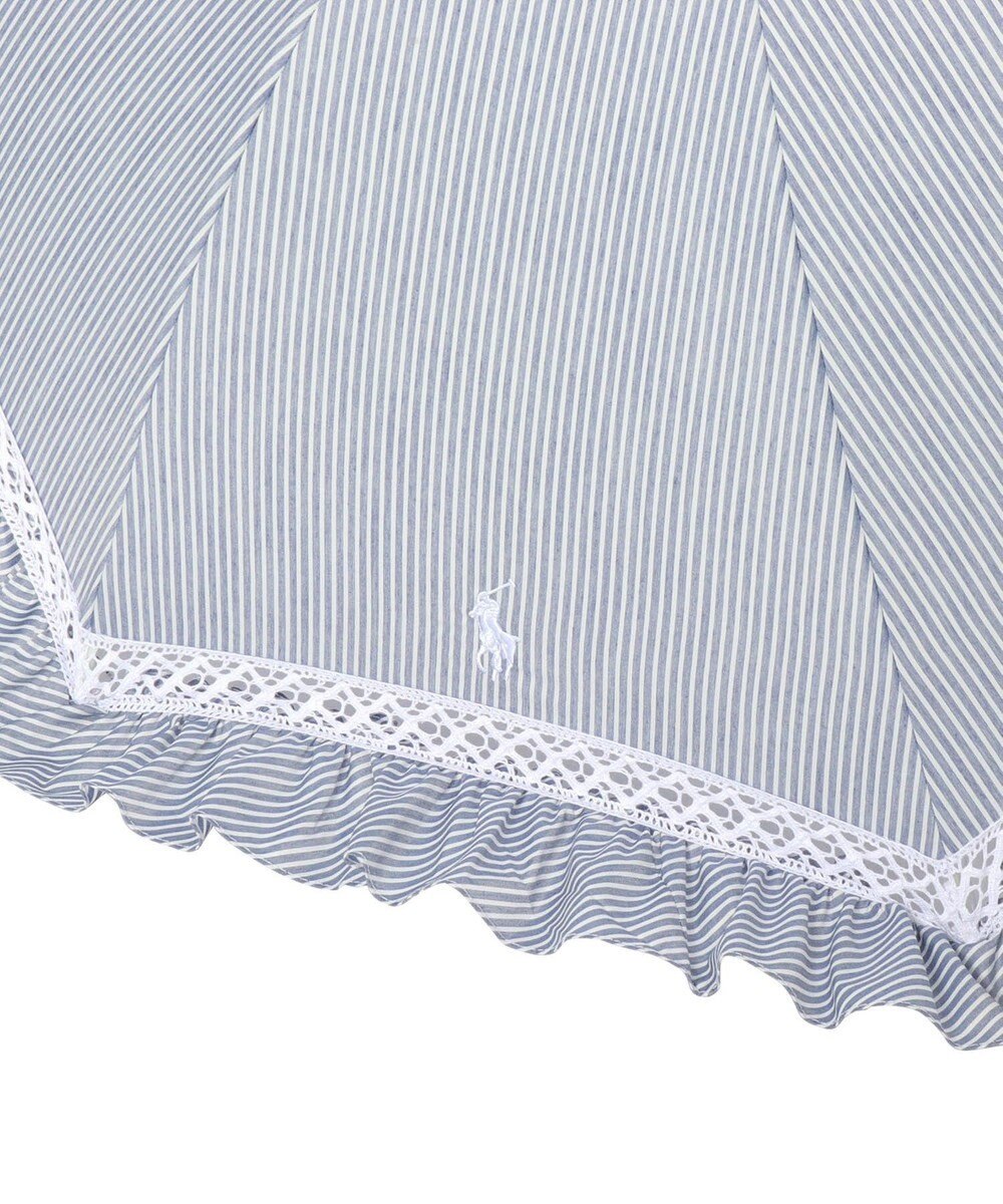 MOONBAT 【遮光/晴雨兼用】POLO RALPH LAUREN （ポロラルフローレン） 長傘 晴雨兼用日傘 ストライプフリル 遮光 遮熱 UV 