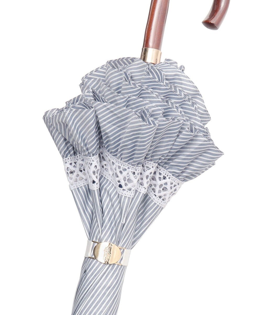 MOONBAT 【遮光/晴雨兼用】POLO RALPH LAUREN （ポロラルフローレン） 長傘 晴雨兼用日傘 ストライプフリル 遮光 遮熱 UV 