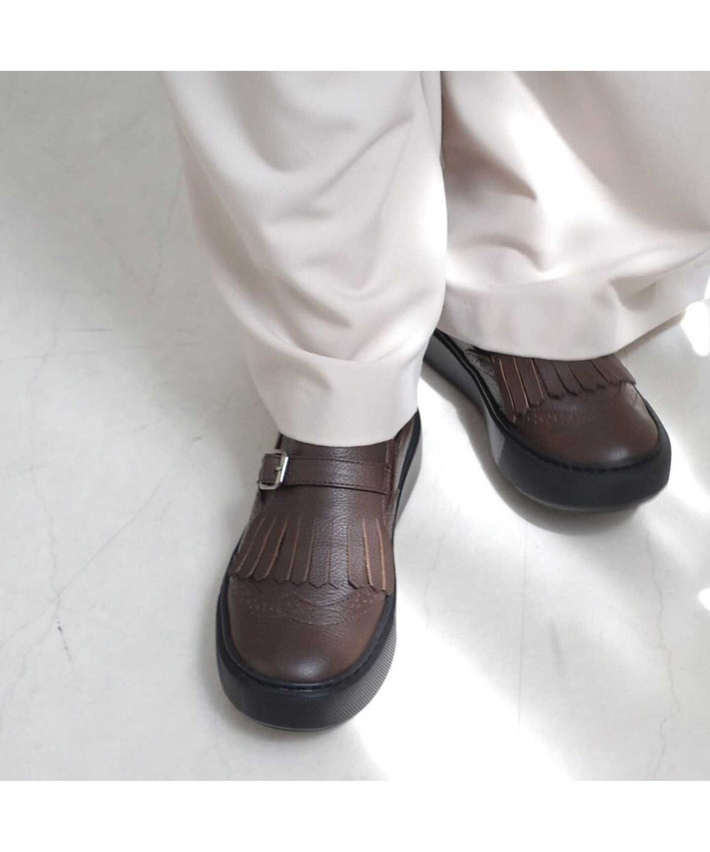 Pointer 日本製 本革フリンジ付き厚底ローファー 
