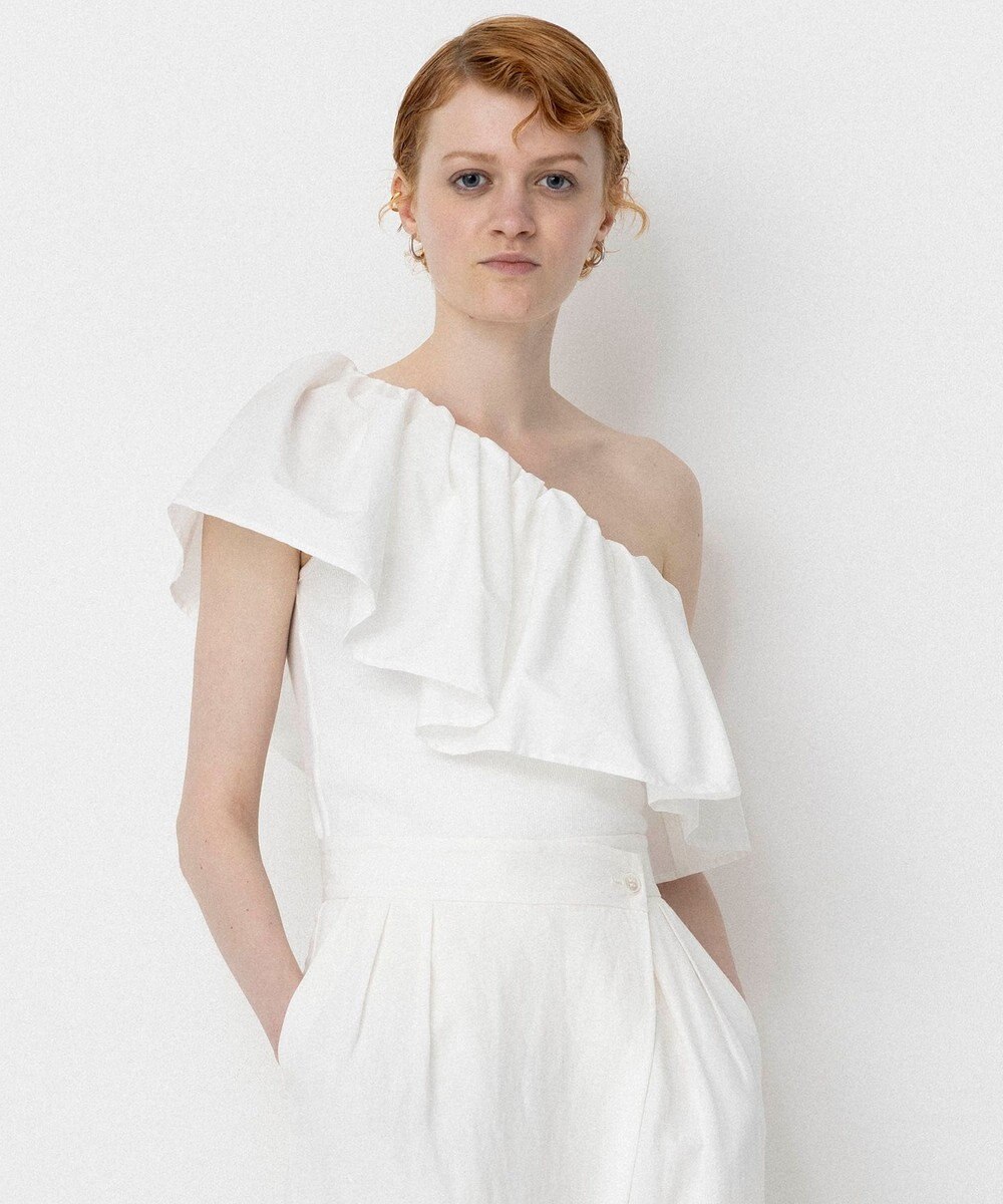 NAVE 【Nave・洗える/撥水/ストレッチ素材】ライトタフタ ワンショルダーブラウス 