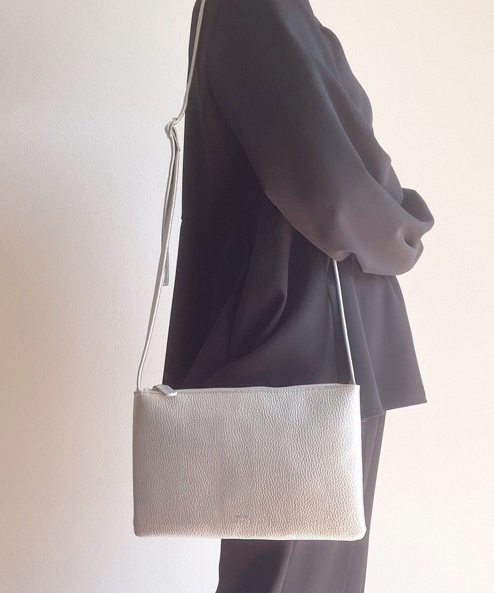 Hekhèr Le Style de Vie 新素材・新色追加【日本製】シュリンクレザー スクエアショルダーバッグ シルバー 