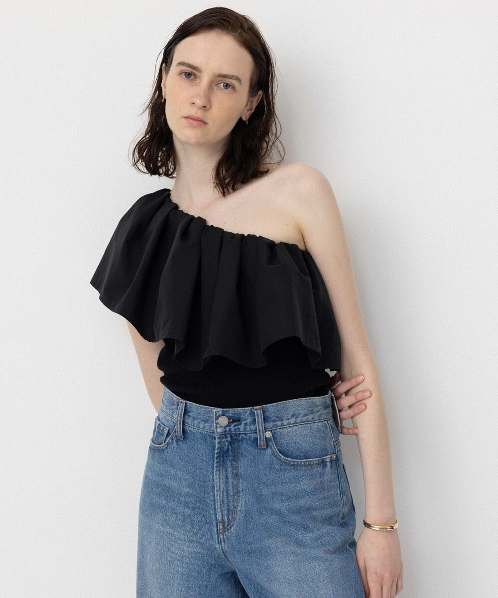 NAVE 【Nave・洗える/撥水/ストレッチ素材】ライトタフタ ワンショルダーブラウス 