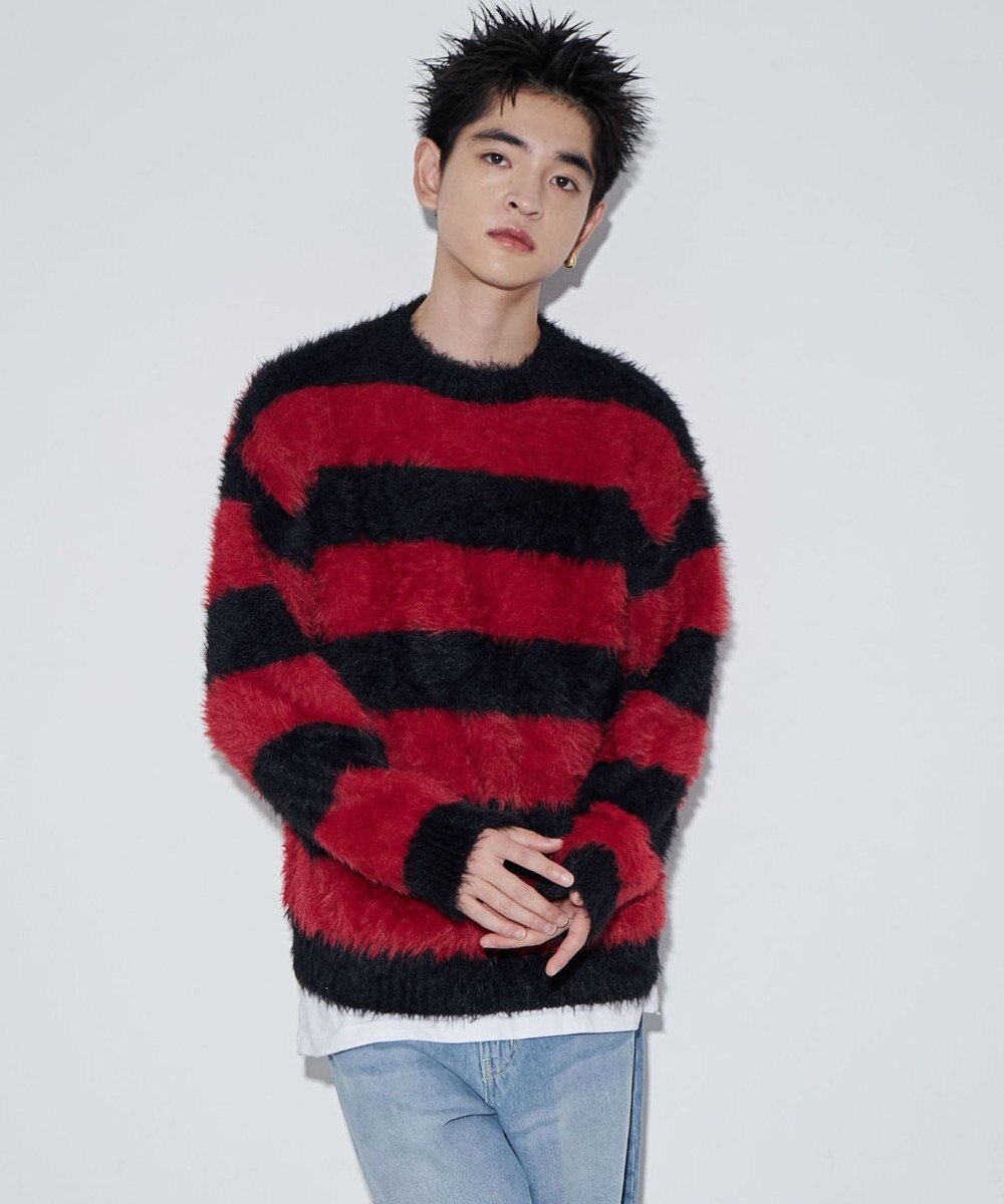 WEGO 【ユニセックスITEM着用】フェザーボーダープルオーバー 