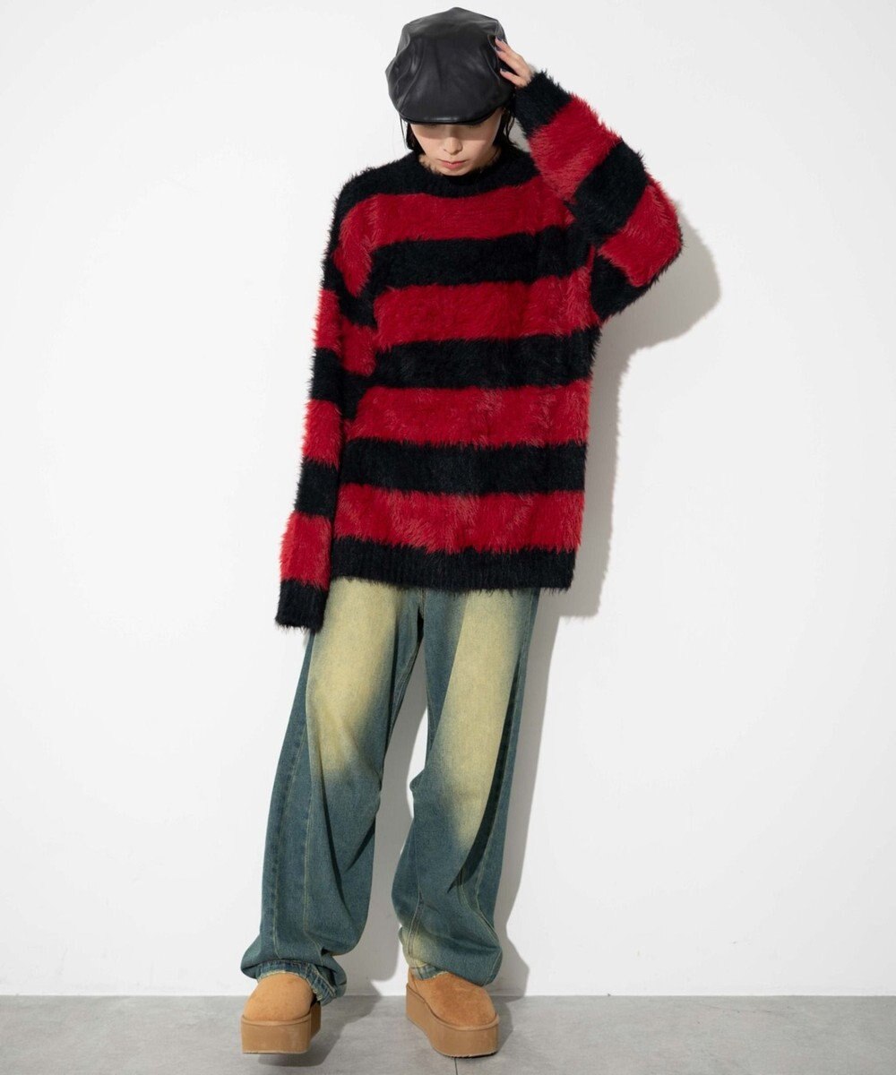 WEGO 【ユニセックスITEM着用】フェザーボーダープルオーバー 