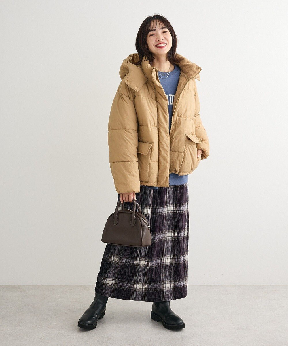 Green Parks 楊柳ベロアチェックＩラインスカート 