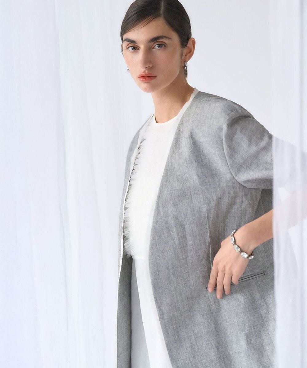 23区 【GOLD LABEL】ウールリネン ノーカラー ジャケット 