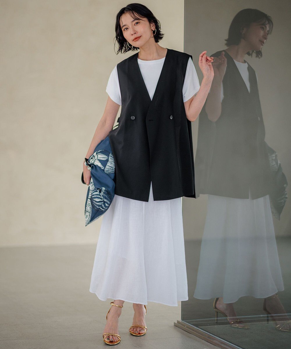 23区 【洗える】シアーマットクロス ジレ 