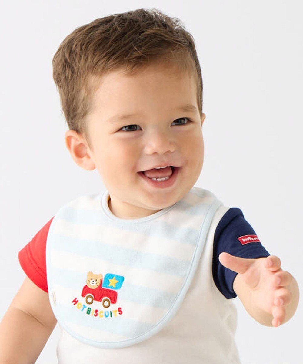 MIKI HOUSE HOT BISCUITS ボーダー柄 はっ水素材 スタイ 