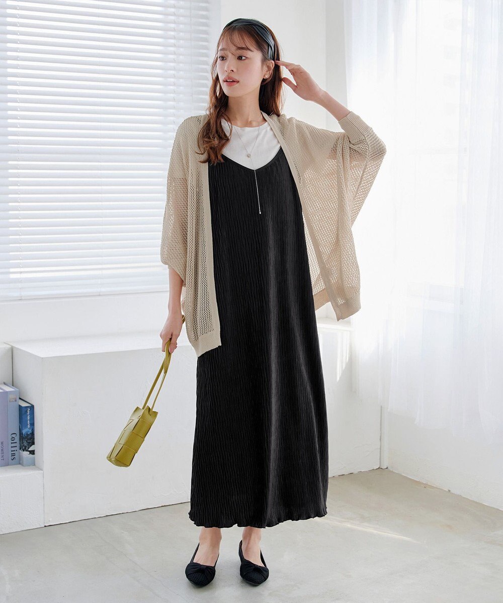 Tiaclasse 【2点セット・洗える】変形プリーツキャミワンピース＆Tシャツ 