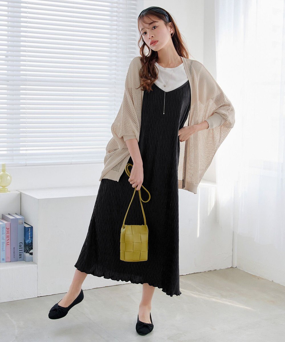 Tiaclasse 【2点セット・洗える】変形プリーツキャミワンピース＆Tシャツ 