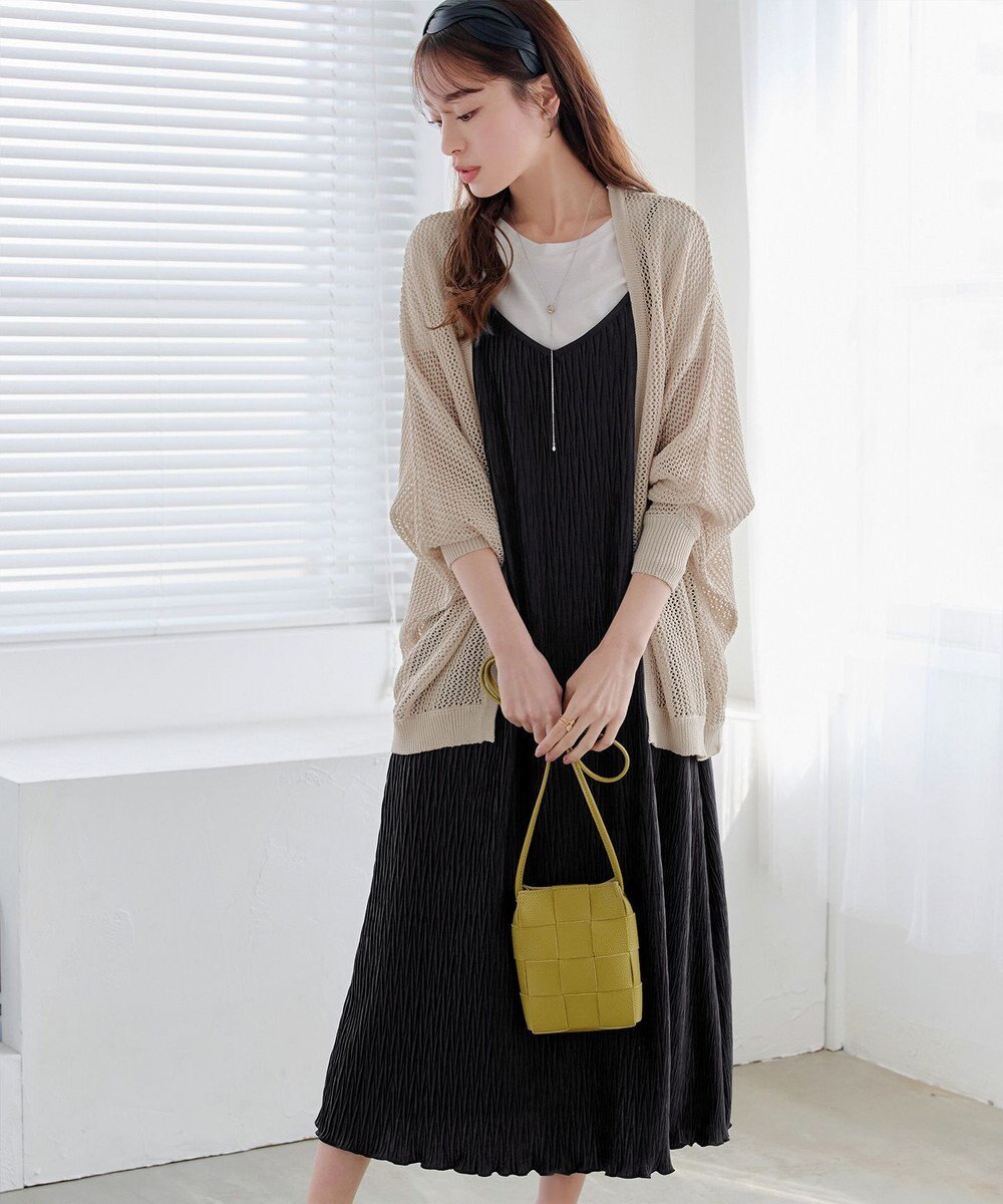 Tiaclasse 【2点セット・洗える】変形プリーツキャミワンピース＆Tシャツ 