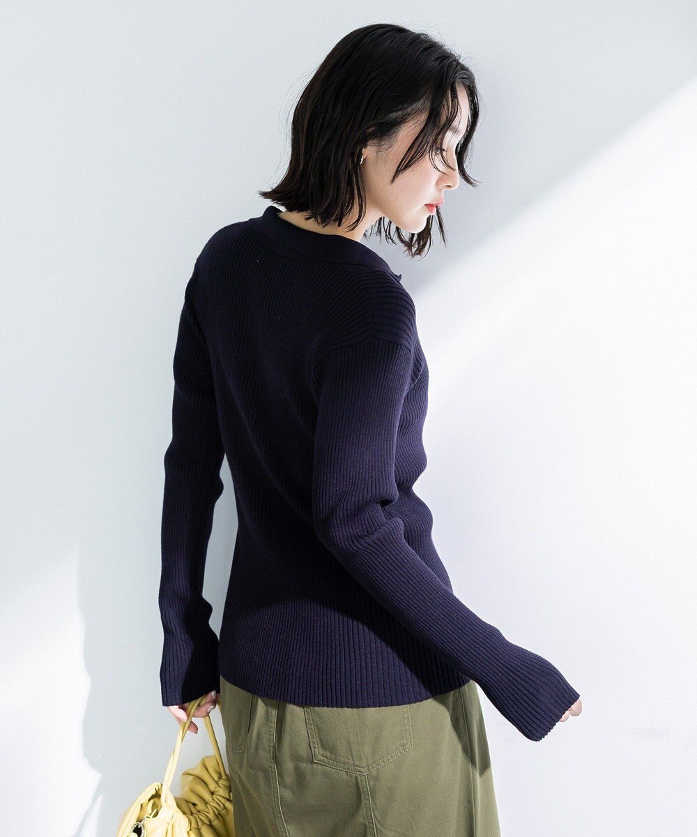 Green Parks 襟付きリブニットカーディガン 