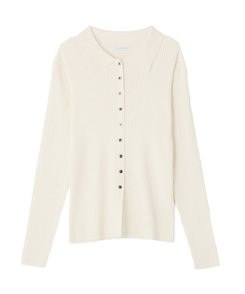 Green Parks 襟付きリブニットカーディガン 